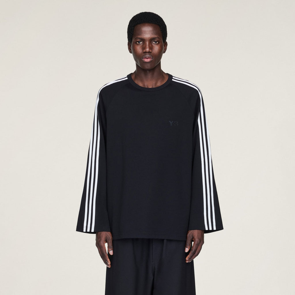 Y-3 LONG SLEEVE LONG-SLEEVE TOP 3-STRIPES - Black