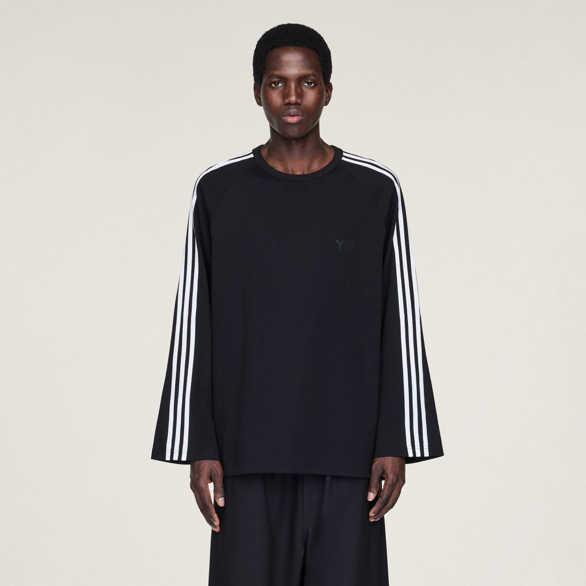 Y-3 LONG SLEEVE LONG-SLEEVE TOP 3-STRIPES - Black