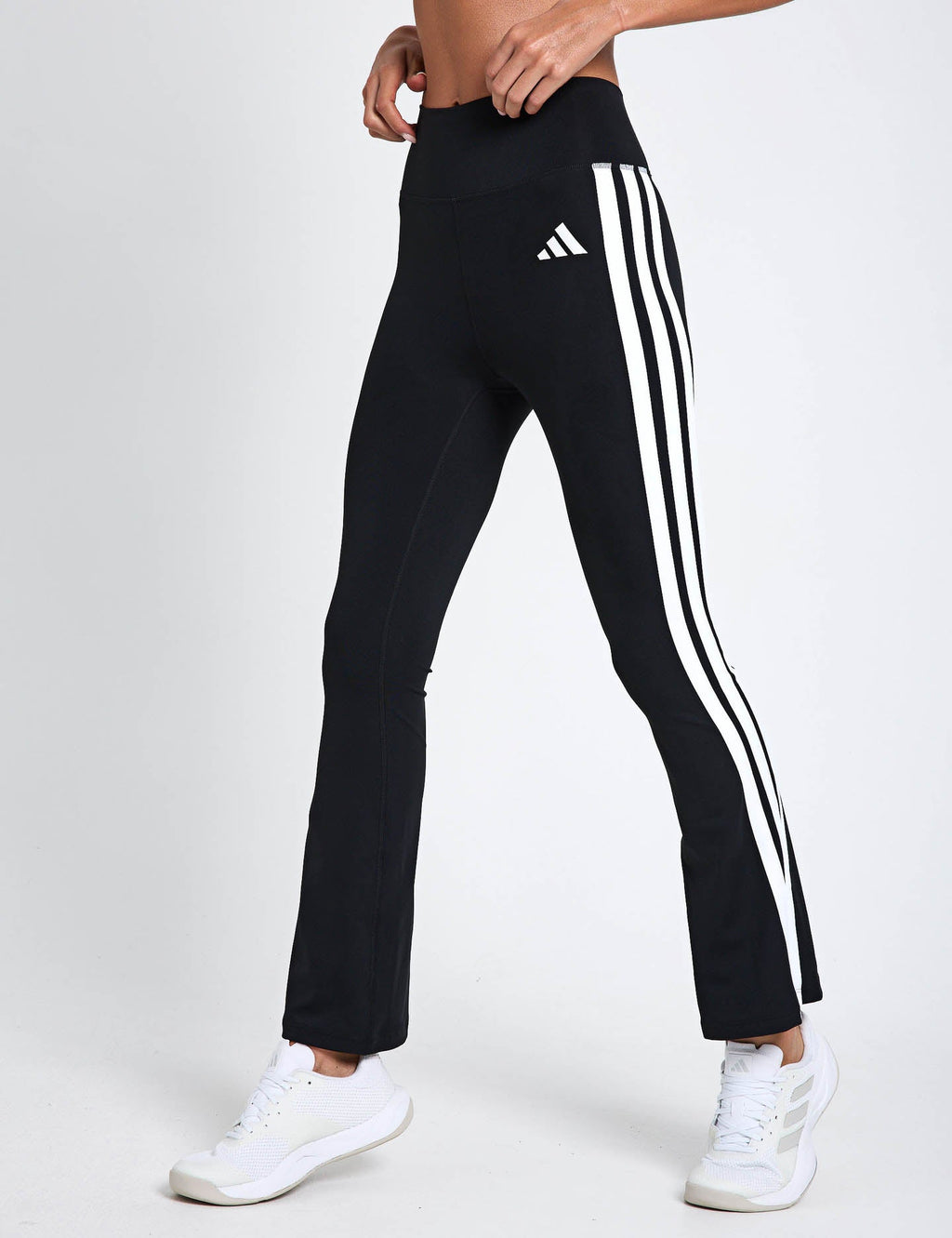 Optime Essentials 3-Stripes Flared Leggings - Black/White