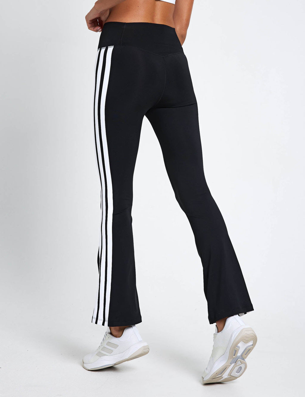 Optime Essentials 3-Stripes Flared Leggings - Black/White