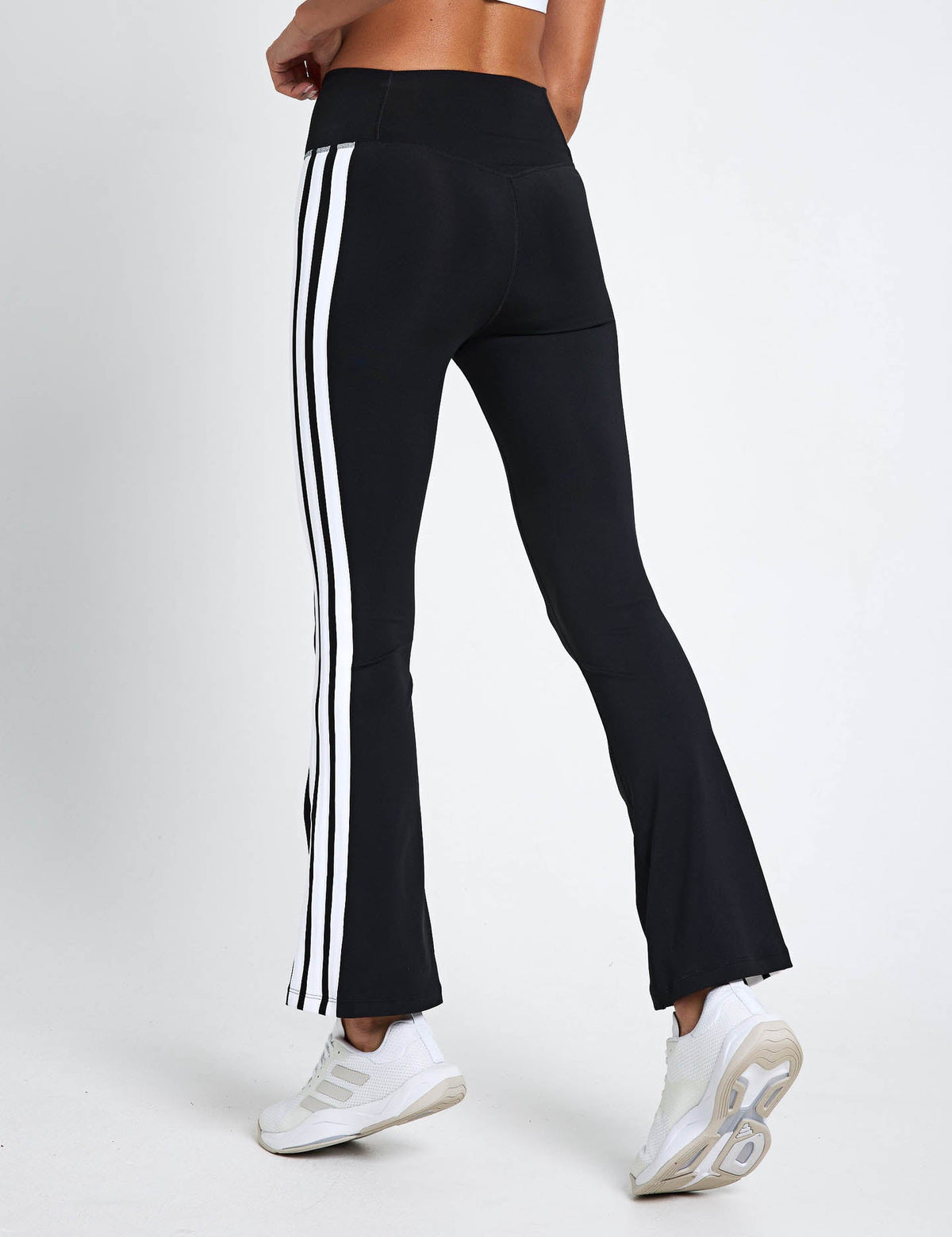 Optime Essentials 3-Stripes Flared Leggings - Black/White