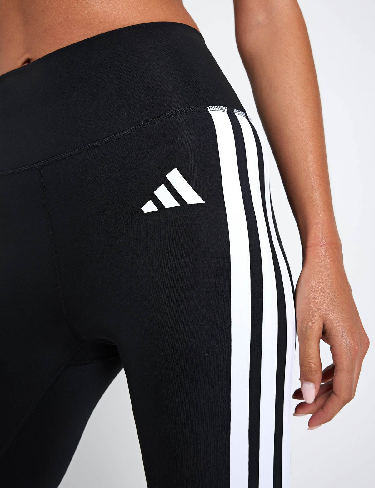 Optime Essentials 3-Stripes Flared Leggings - Black/White