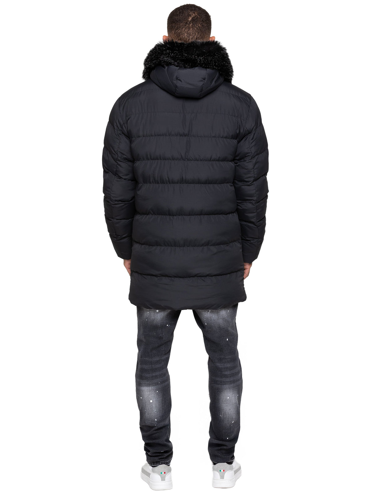 Enzo Milano | Mens Faux Fur Lined Hood Long Jacket