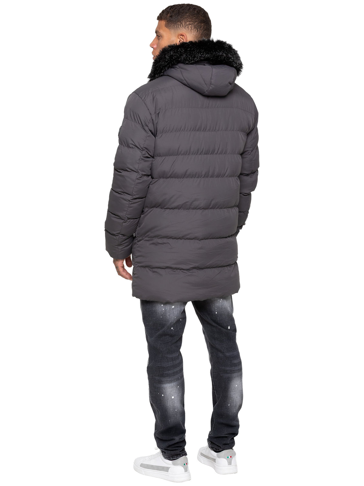 Enzo Milano | Mens Faux Fur Lined Hood Long Jacket