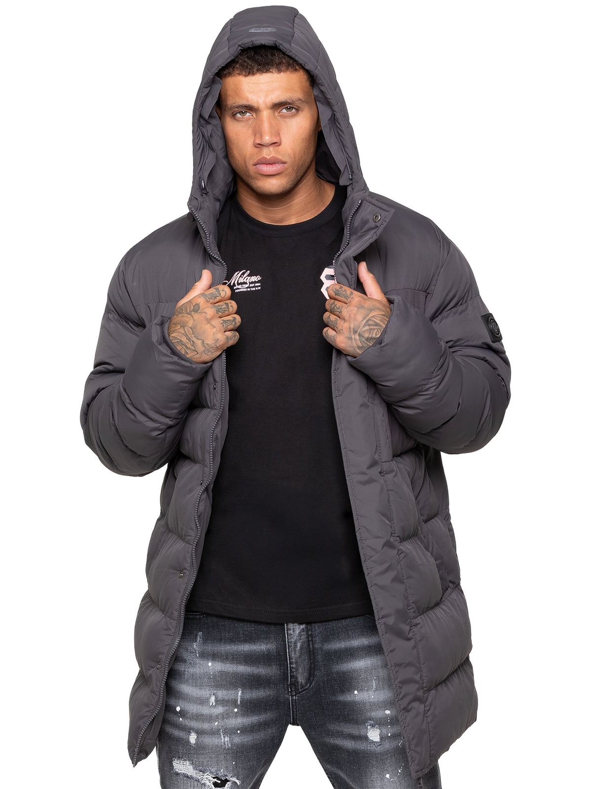 Enzo Milano | Mens Faux Fur Lined Hood Long Jacket