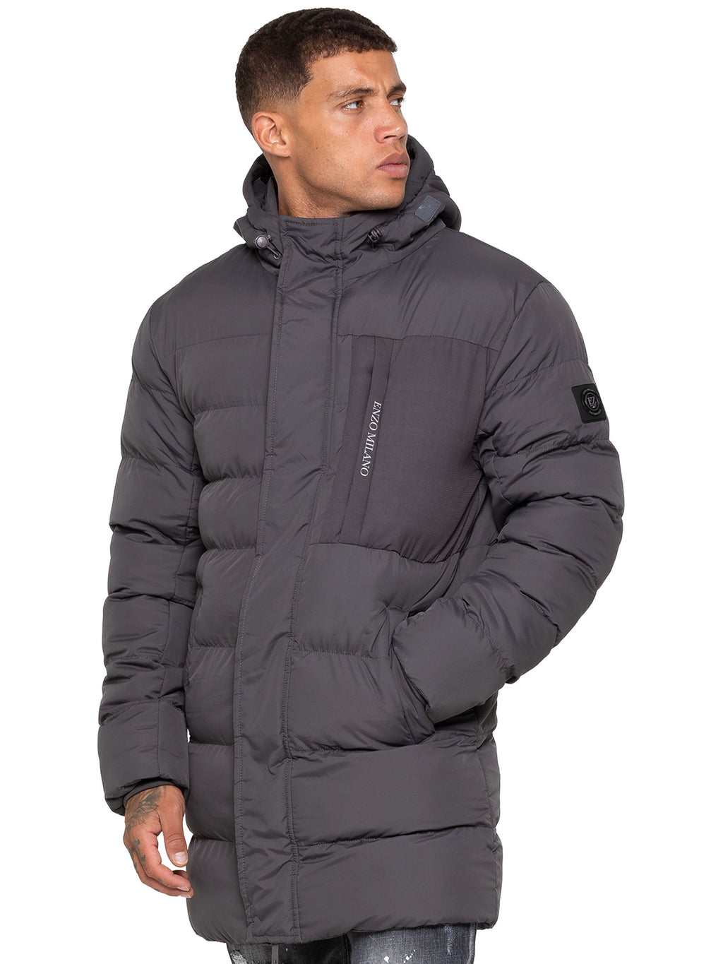 Enzo Milano | Mens Faux Fur Lined Hood Long Jacket