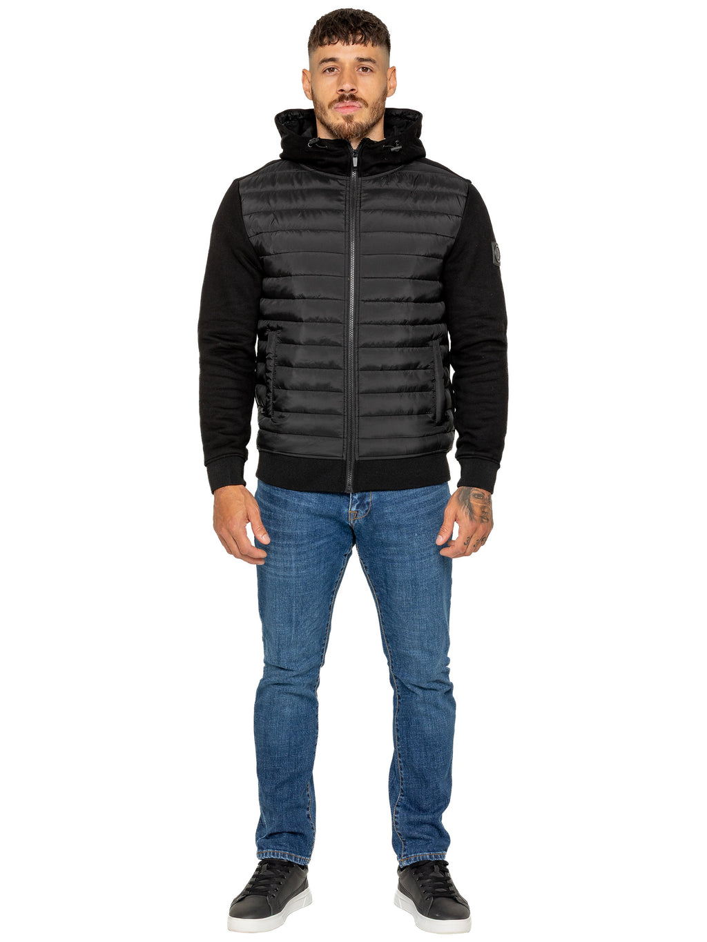 Enzo Milano | Mens Hooded Quilted Hybrid Jacket