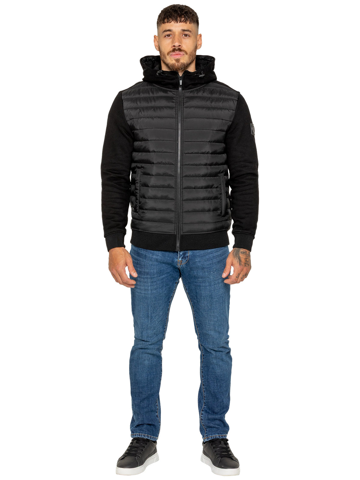 Enzo Milano | Mens Hooded Quilted Hybrid Jacket