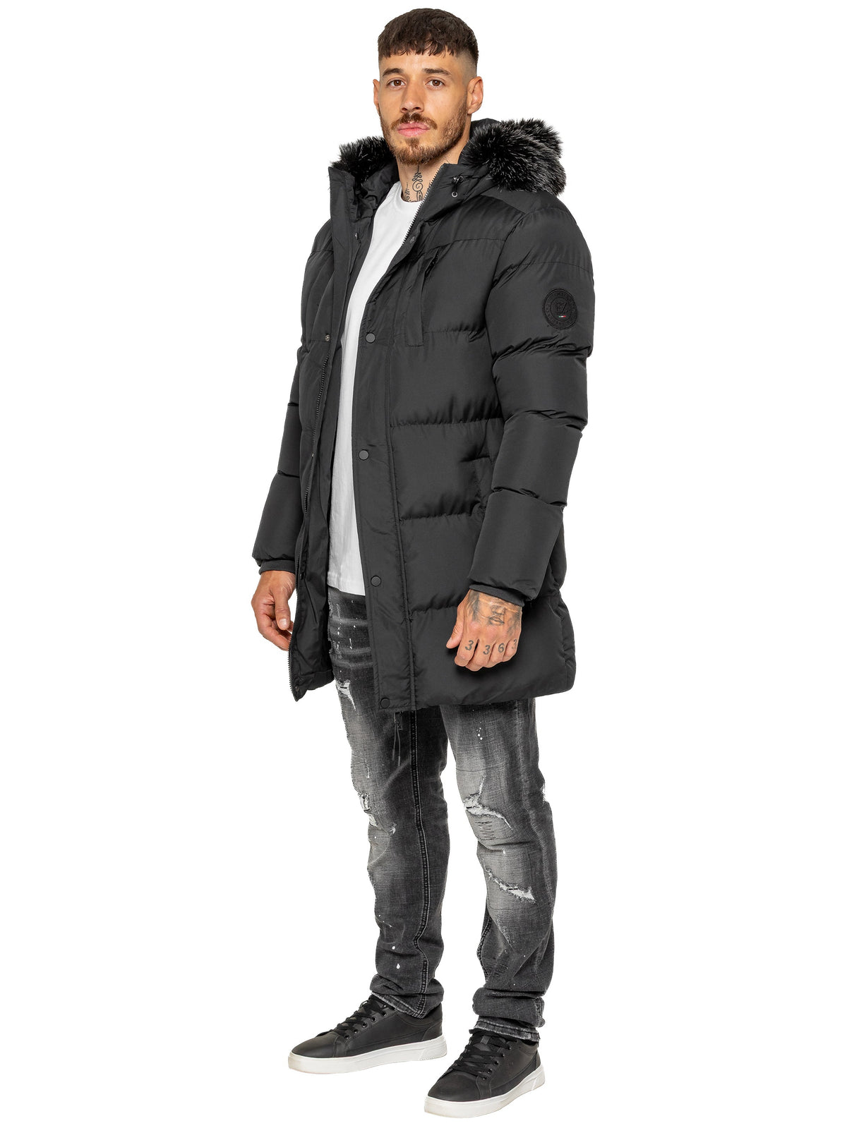 Enzo Milano | Mens Longline Padded Hooded Jacket