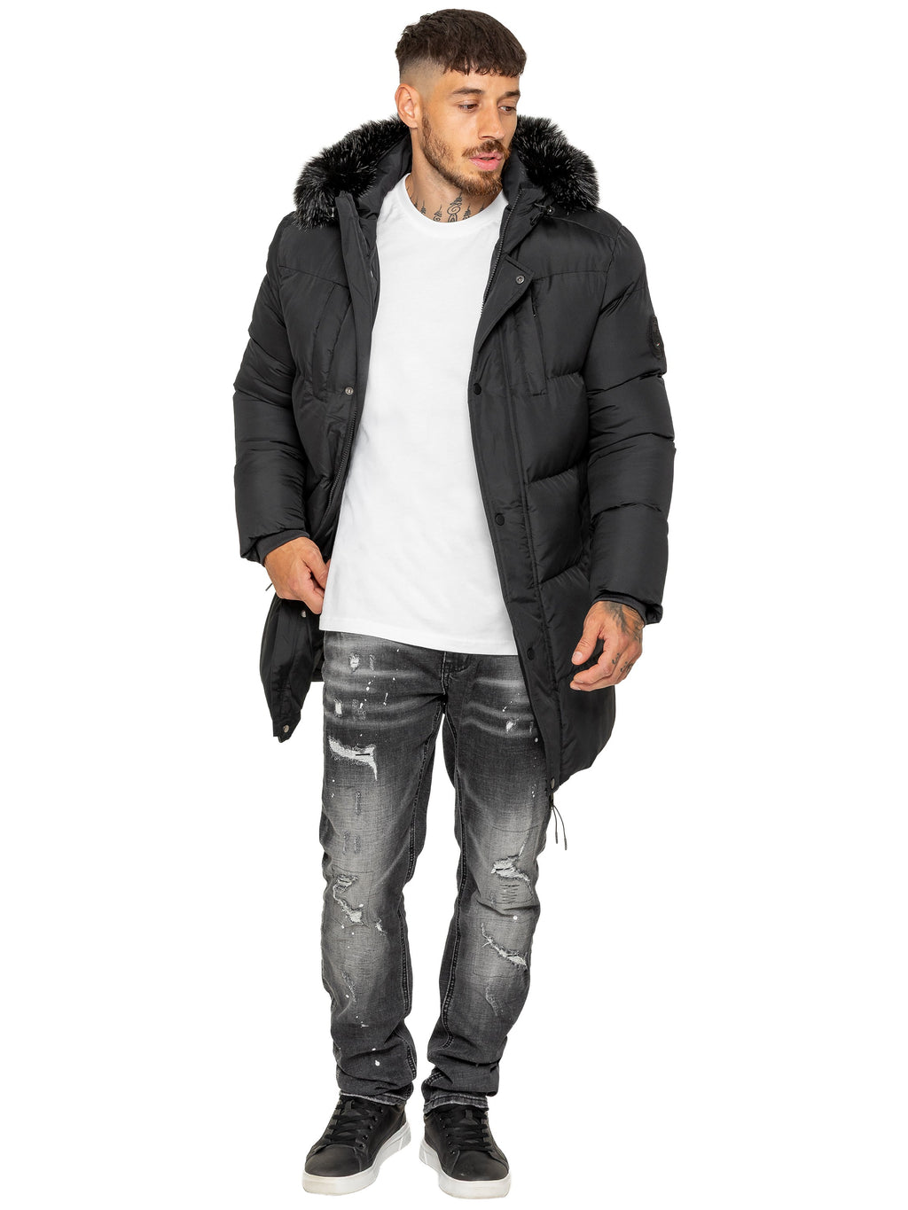 Enzo Milano | Mens Longline Padded Hooded Jacket