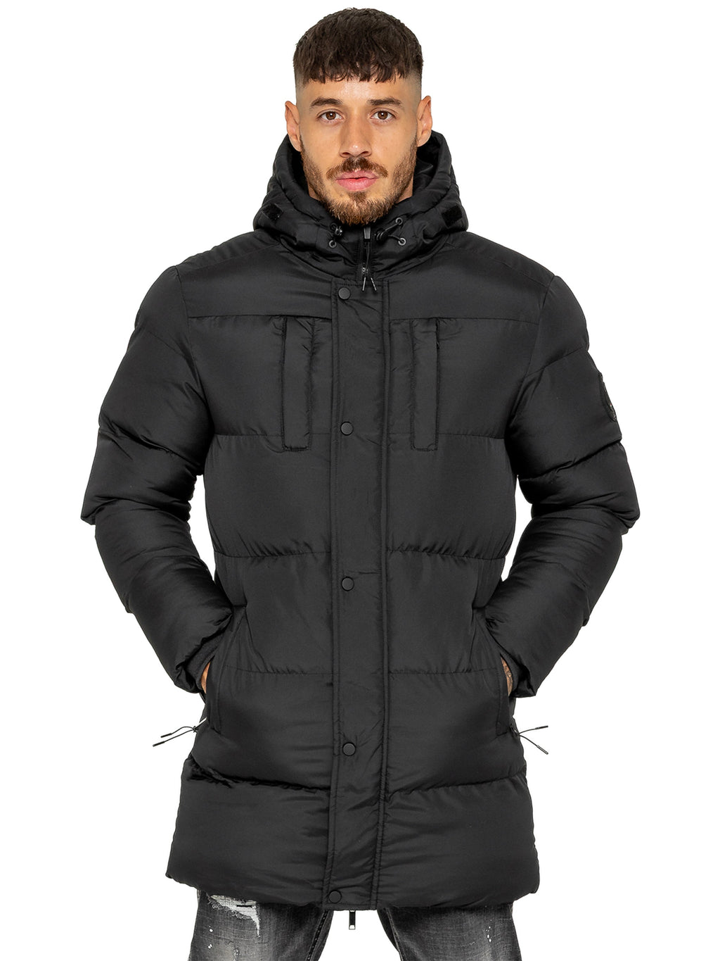 Enzo Milano | Mens Longline Padded Hooded Jacket
