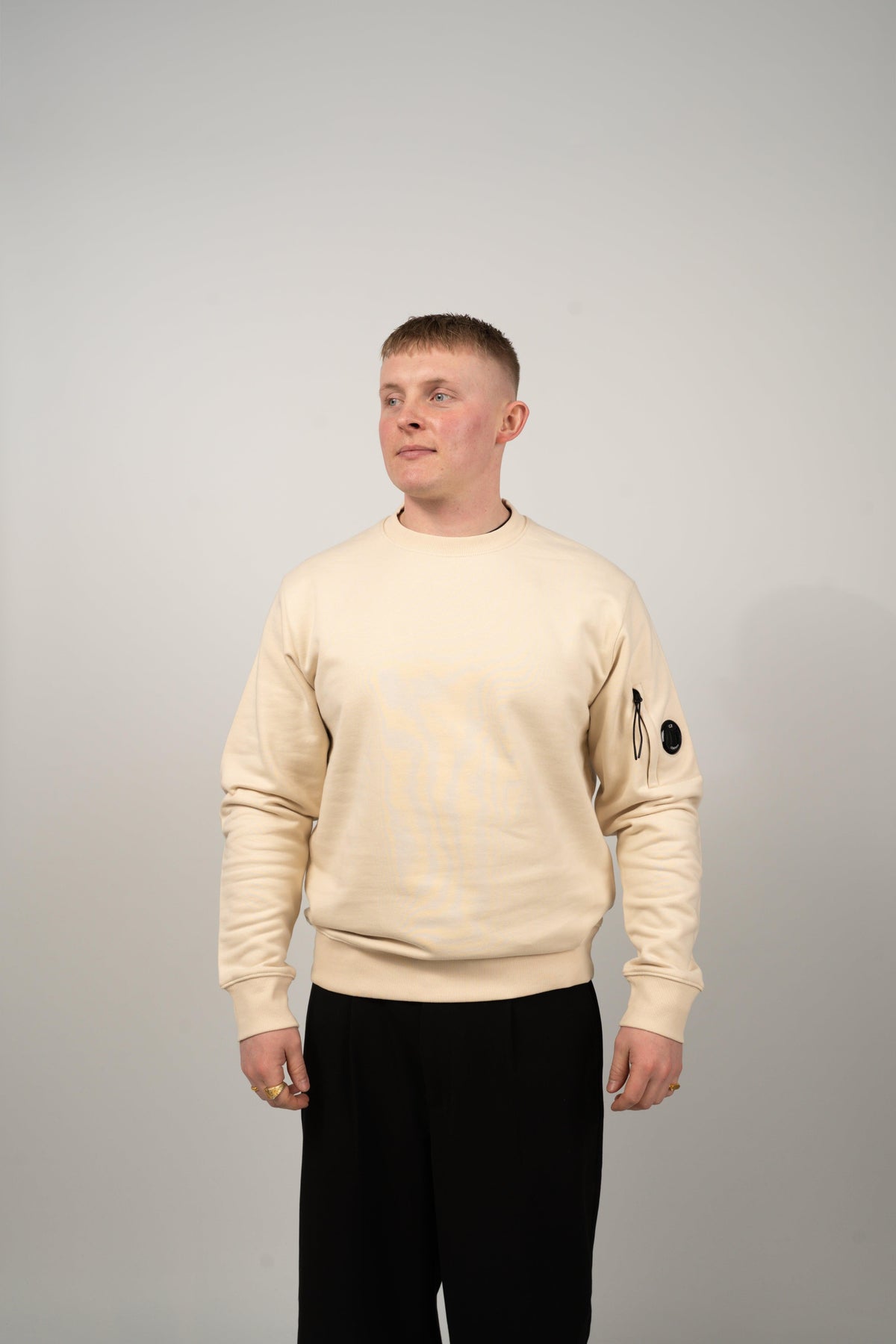 Diagonal Raised Fleece Crewneck Lens - Frozen Dew