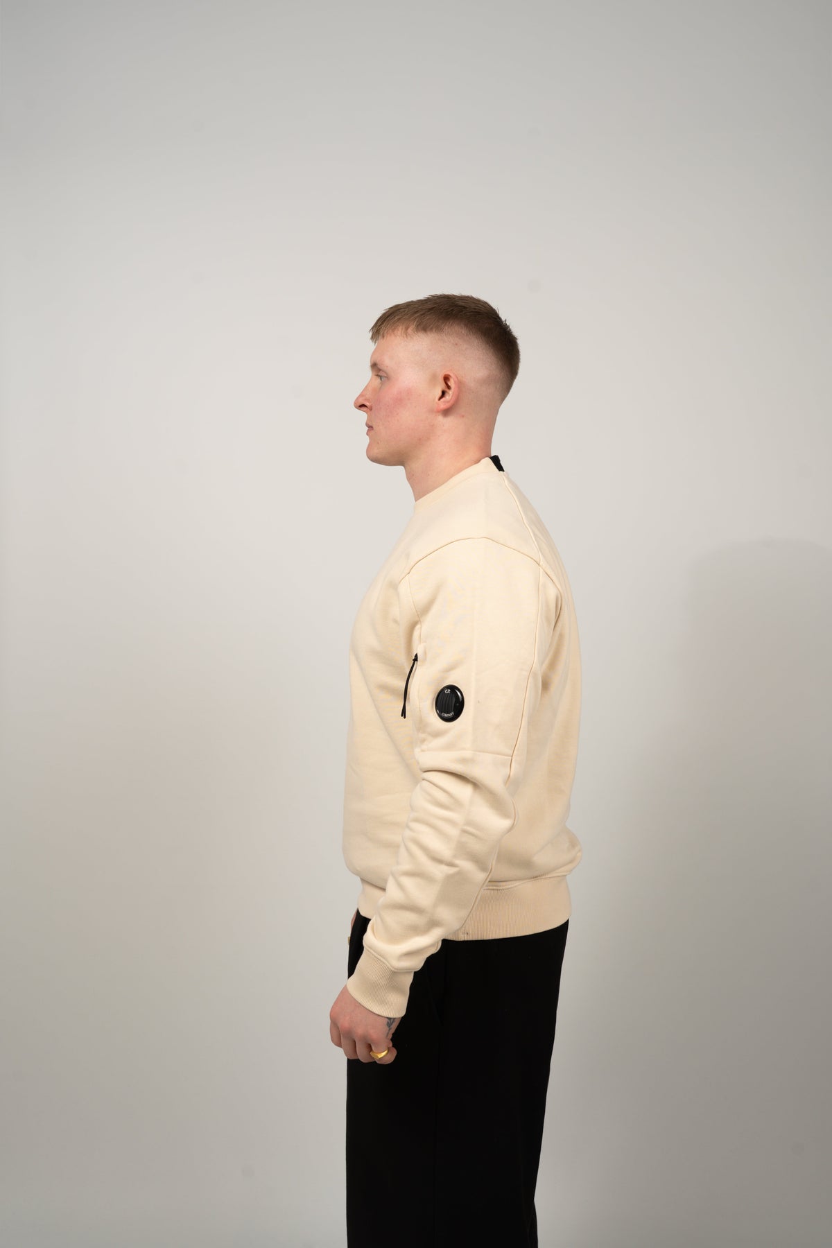 Diagonal Raised Fleece Crewneck Lens - Frozen Dew