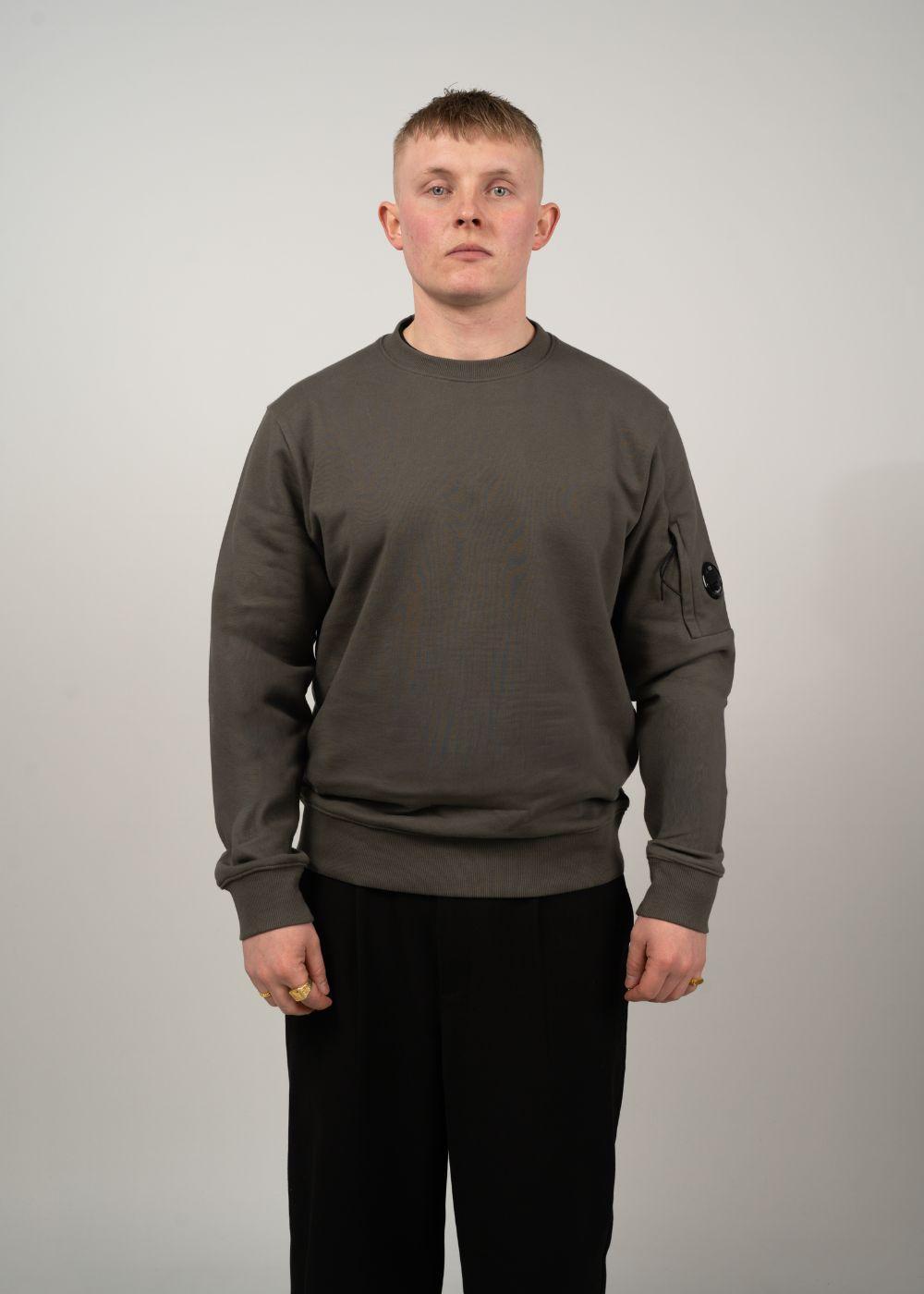 Diagonal Raised Fleece Crewneck Lens - Gunmetal