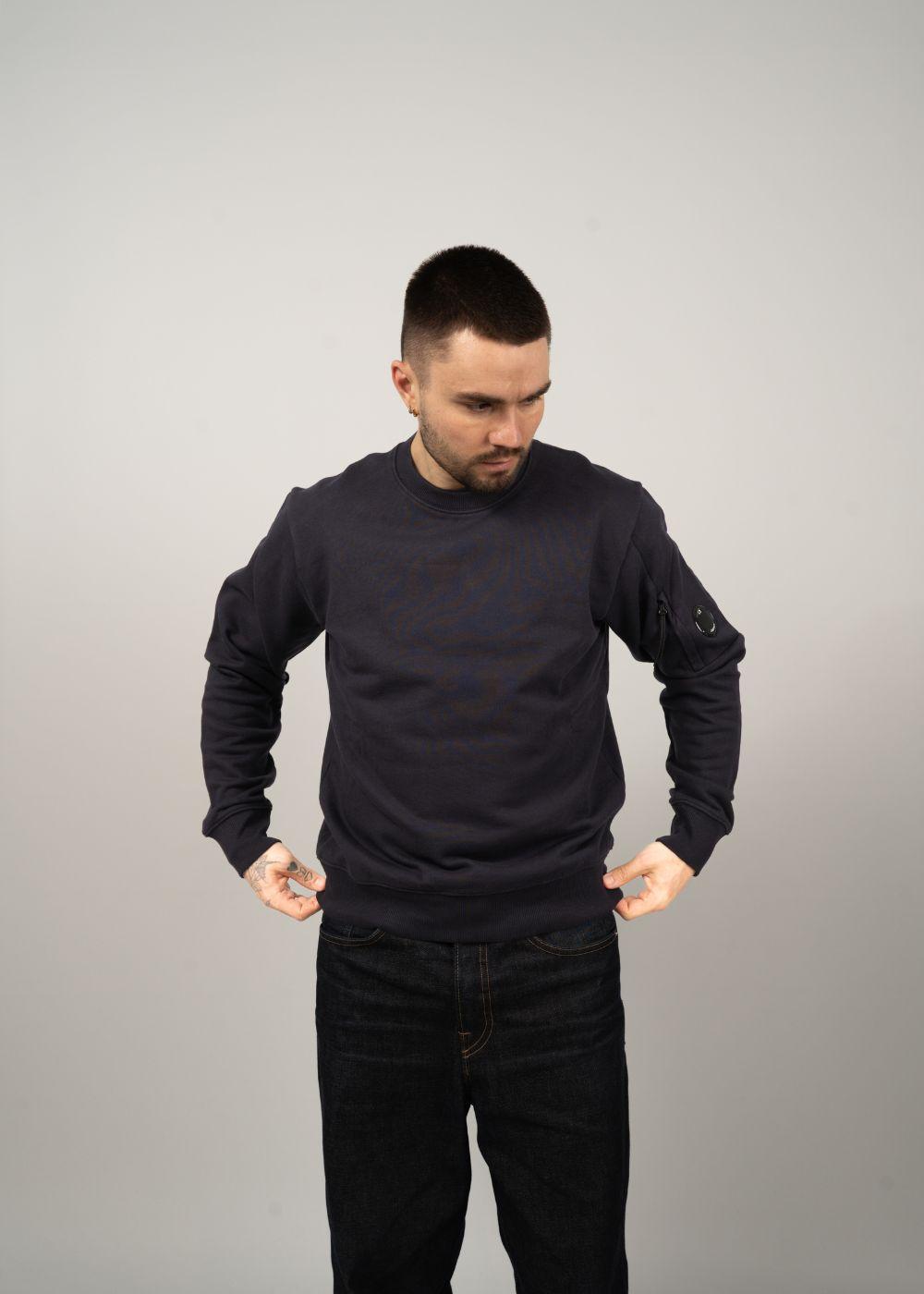 Diagonal Raised Fleece Crewneck Lens - Total Eclipse