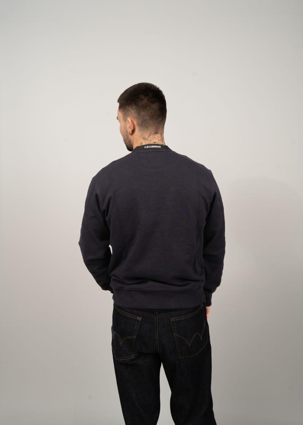 Diagonal Raised Fleece Crewneck Lens - Total Eclipse