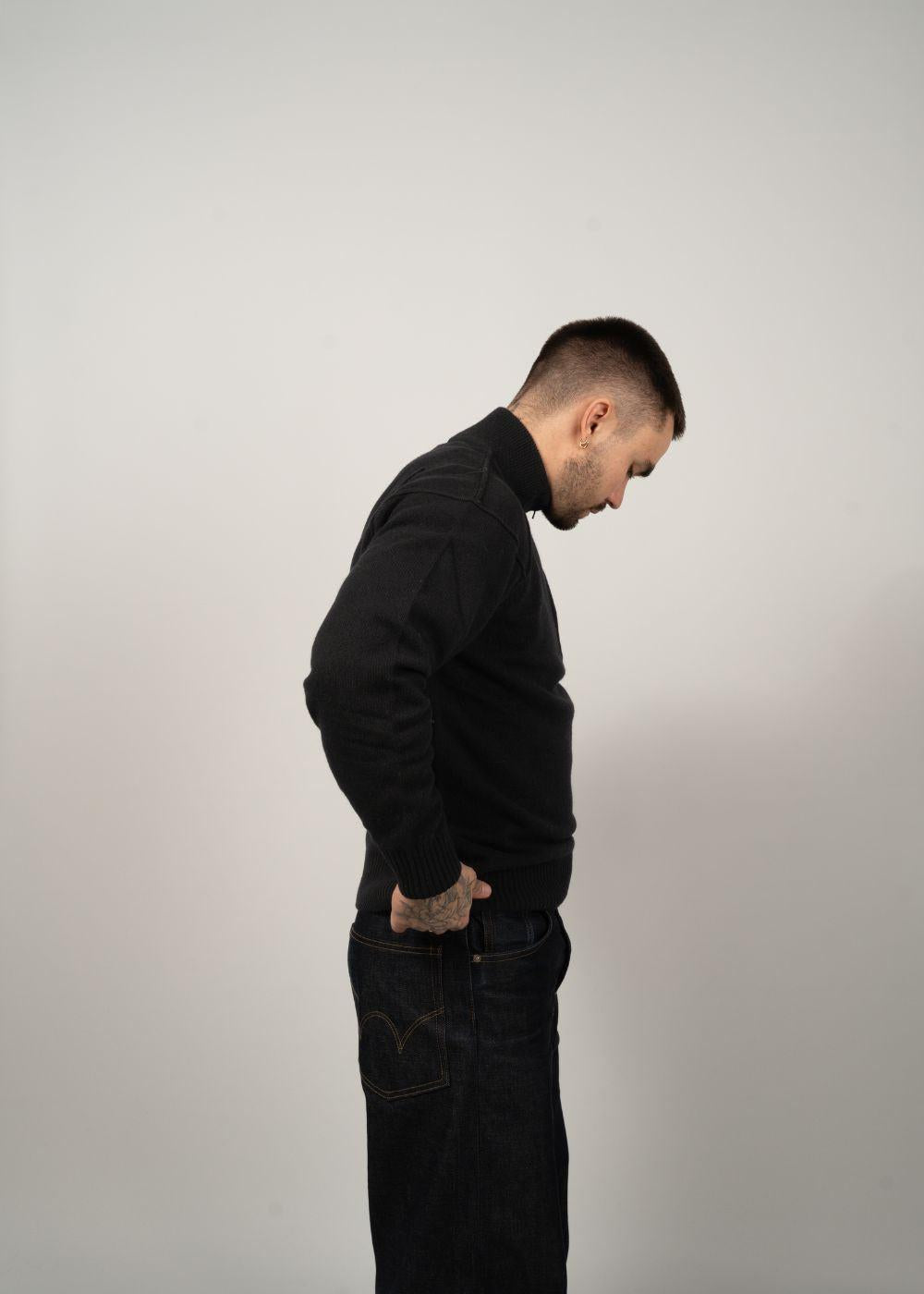 Half Zip Lambswool GRS - Black
