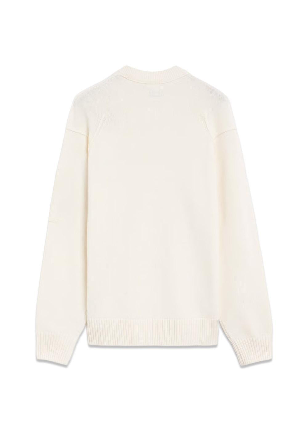 Lambswool Knitwear Crew Neck - Off White Melange
