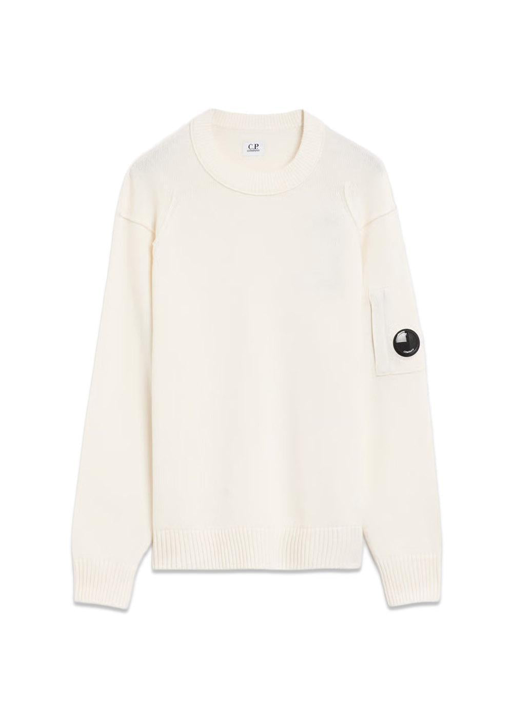 Lambswool Knitwear Crew Neck - Off White Melange