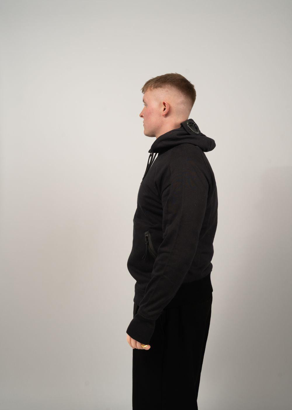SWEATSHIRTS HOODED OPEN DIAGONAL - Black