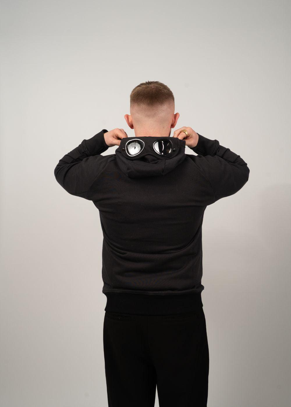 SWEATSHIRTS HOODED OPEN DIAGONAL - Black