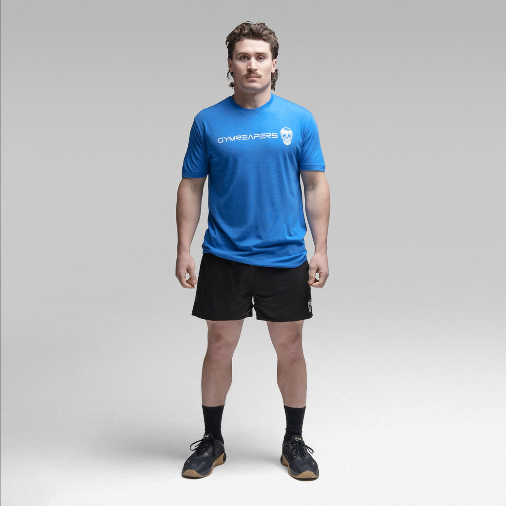 Active Tri-Blend Basic Tee - Electric Blue/White