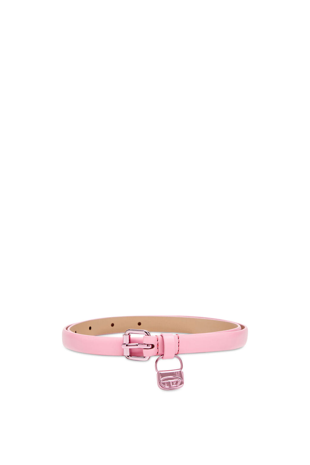 B-Charm Hip Slim leather belt with 1DR bag charm Pink