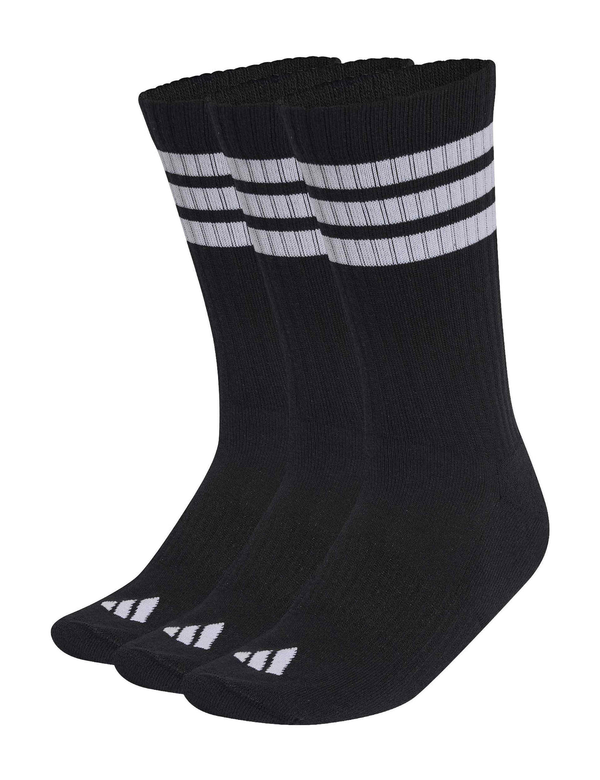3-Stripes Cushioned Crew Socks 3 Pair Pack - Black/White