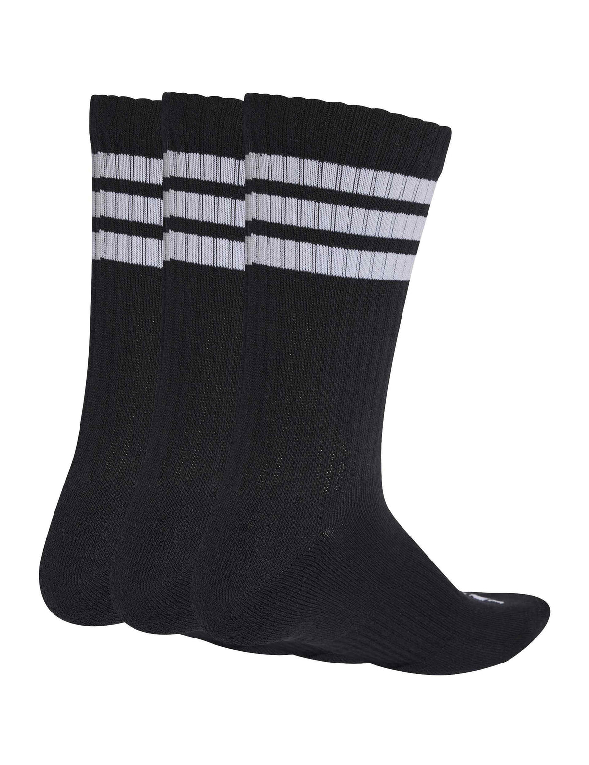 3-Stripes Cushioned Crew Socks 3 Pair Pack - Black/White
