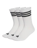 3-Stripes Cushioned Crew Socks 3 Pair Pack - White/Black