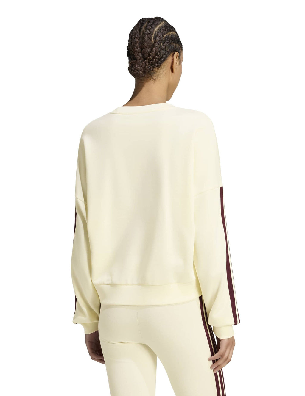 Essentials 3-Stripes French Terry Sweatshirt - Ivory/Maroon