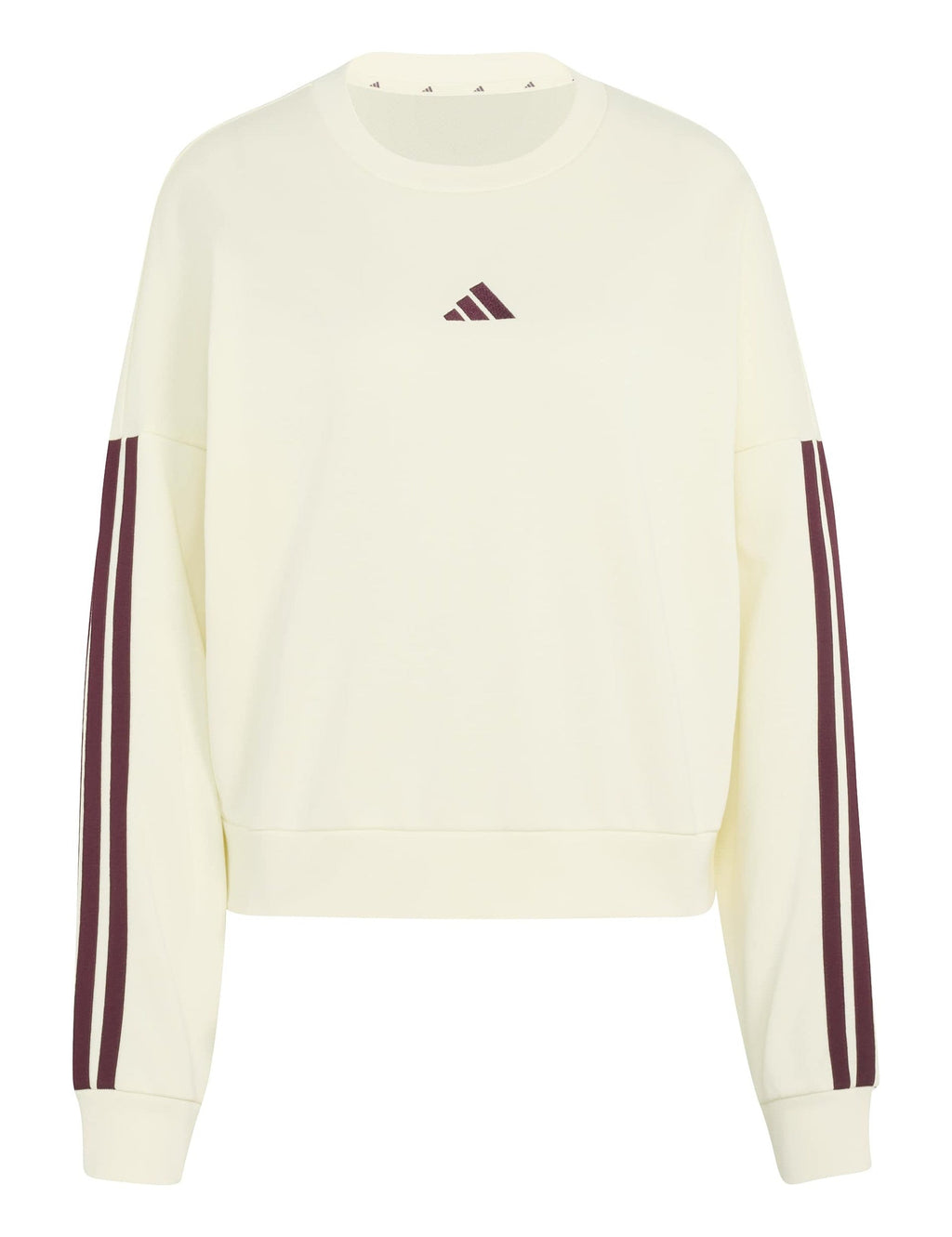 Essentials 3-Stripes French Terry Sweatshirt - Ivory/Maroon