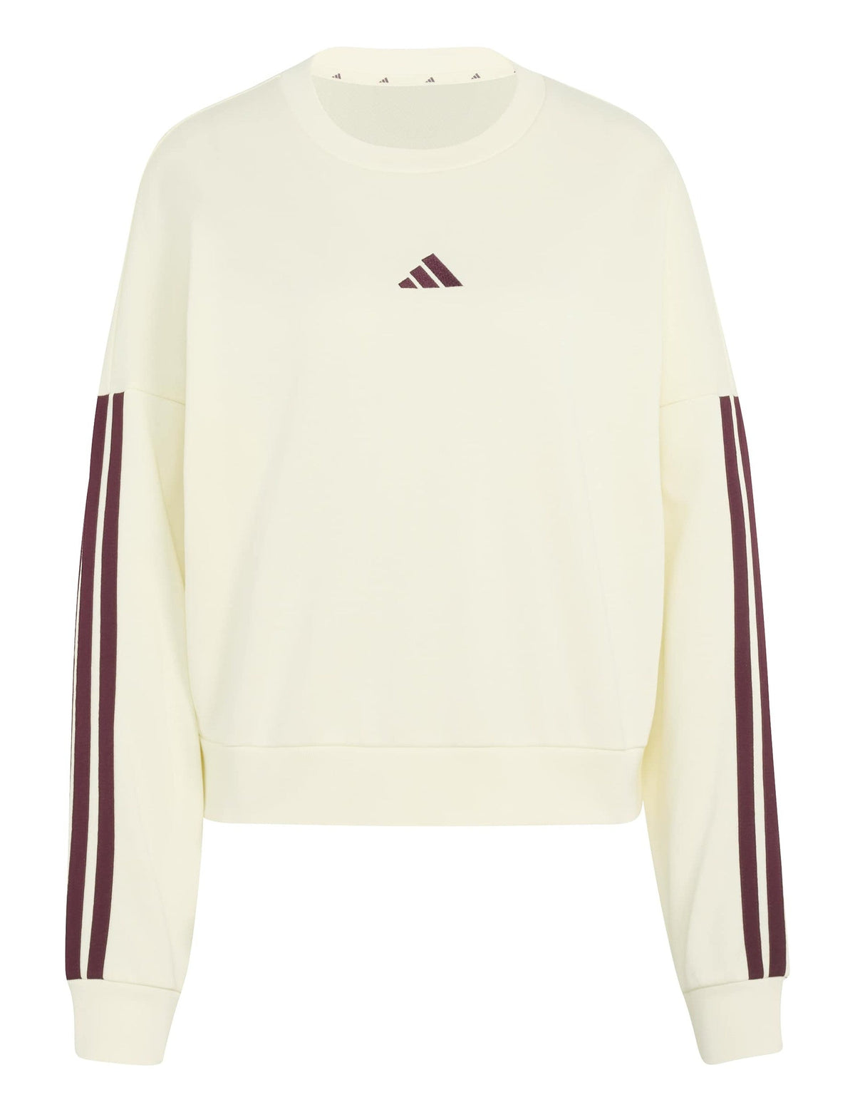 Essentials 3-Stripes French Terry Sweatshirt - Ivory/Maroon