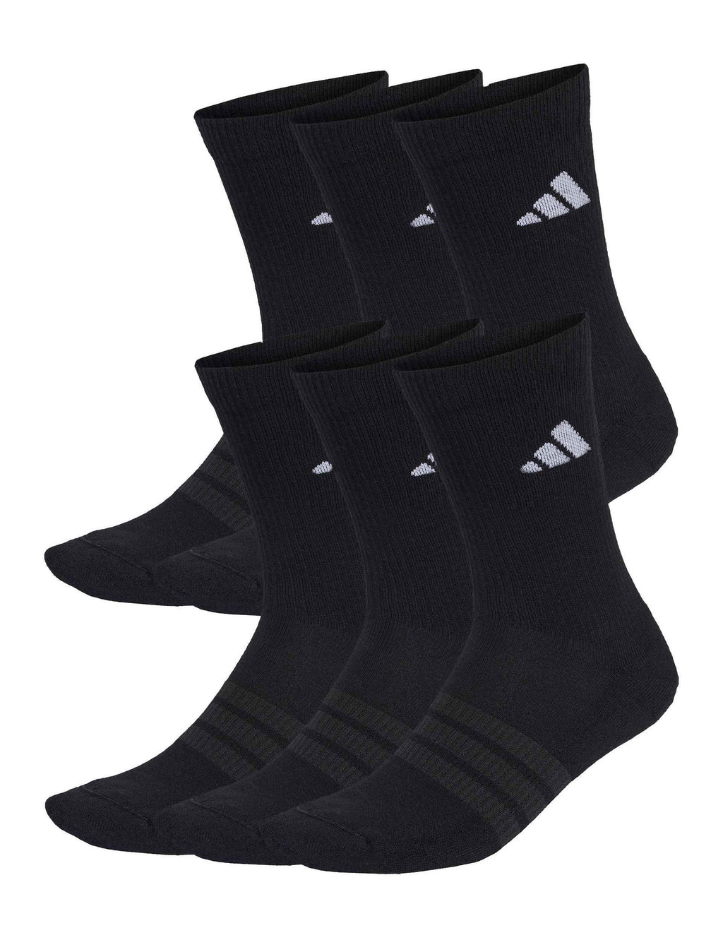 Cushioned Crew Socks 6 Pair Pack - Black/White