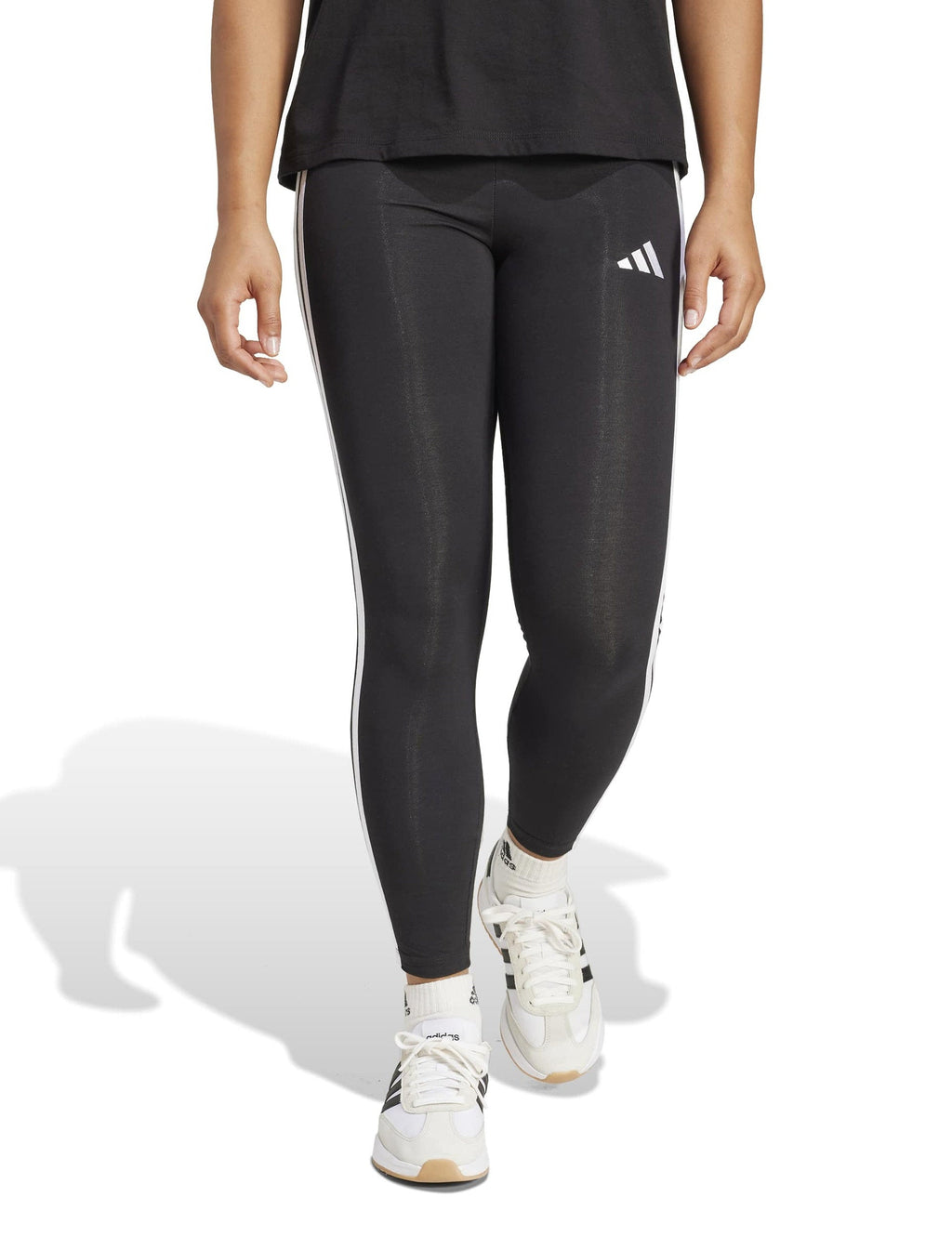 Essentials 3-Stripes Cotton Leggings - Black/White