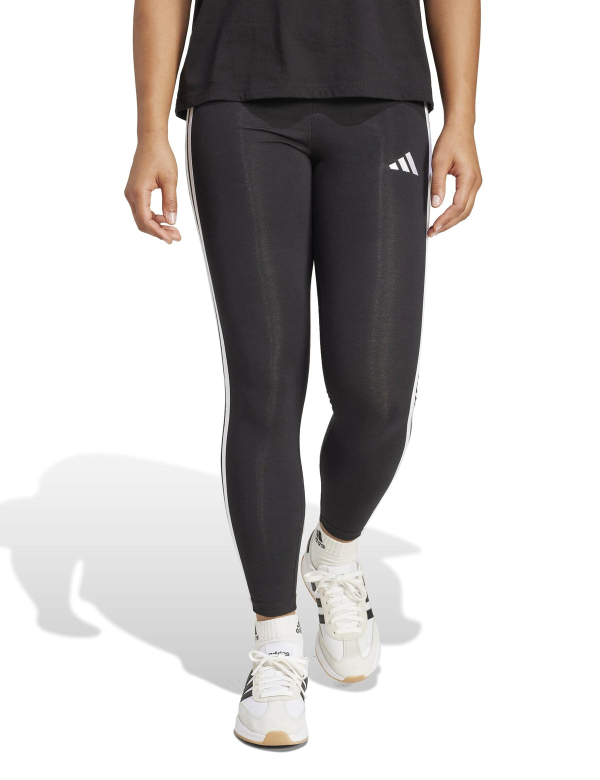 Essentials 3-Stripes Cotton Leggings - Black/White