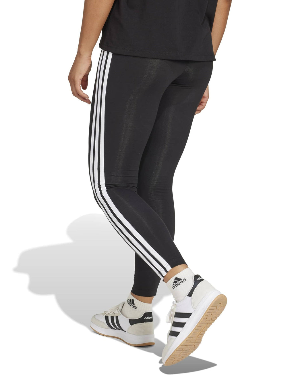 Essentials 3-Stripes Cotton Leggings - Black/White