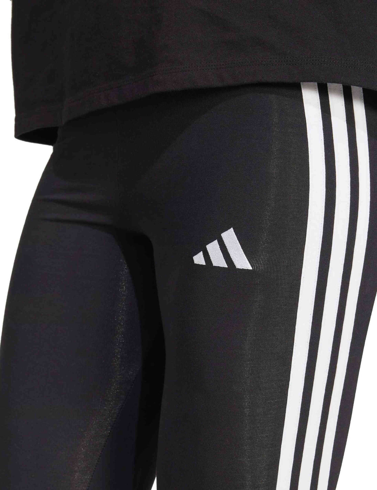 Essentials 3-Stripes Cotton Leggings - Black/White