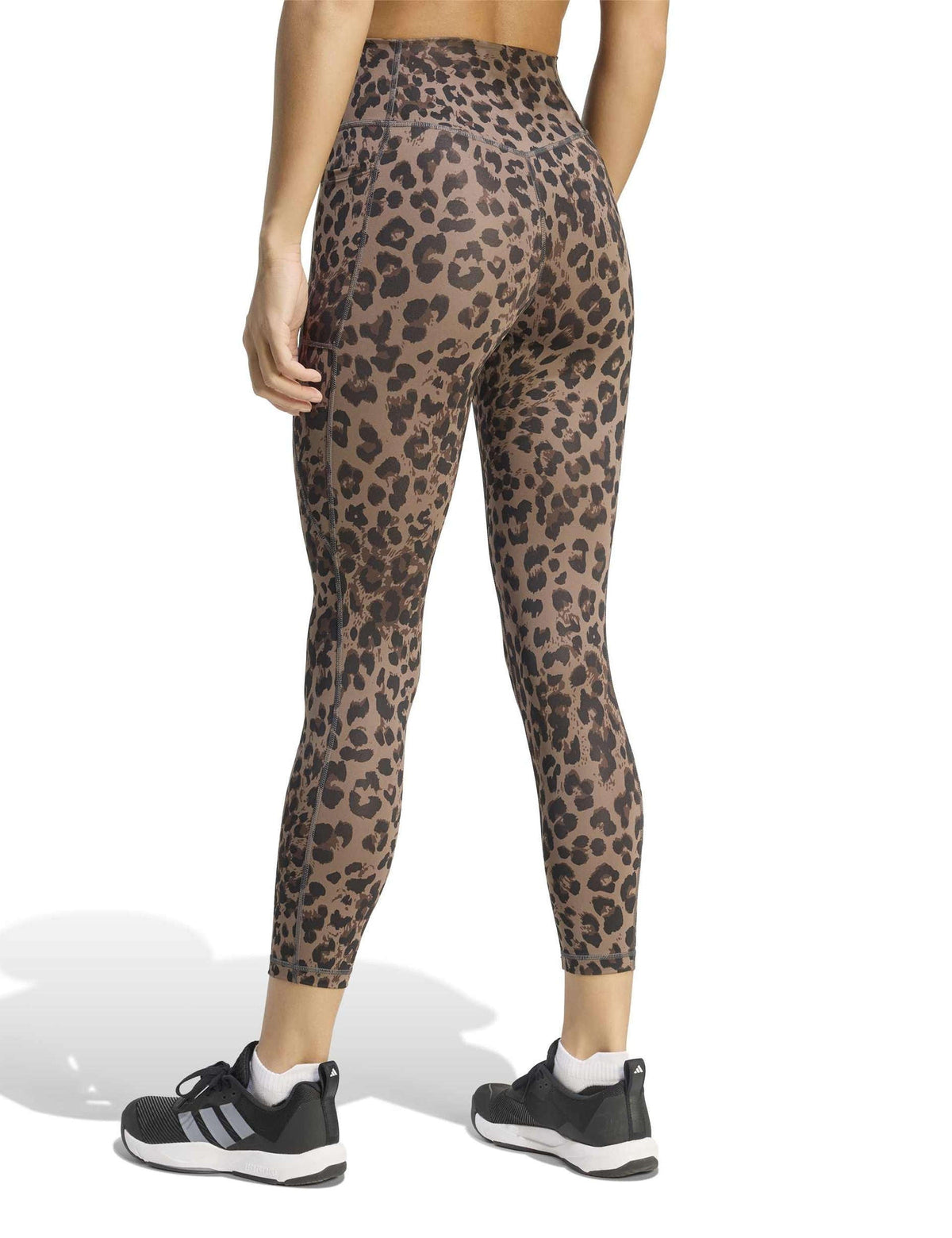 Optime Essentials 3-Stripes Leopard 7/8 Leggings - Earth Strata/Brown/Black