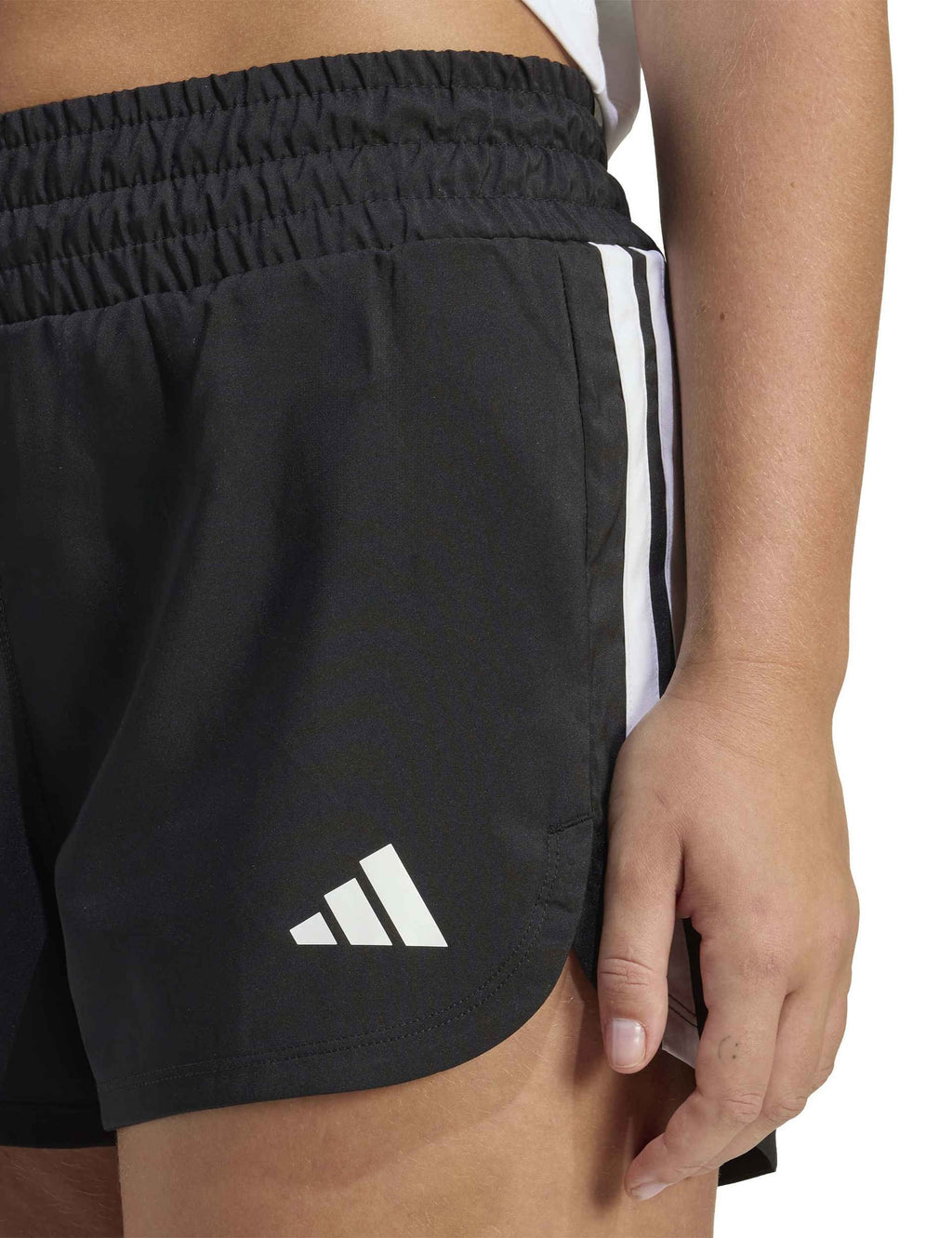 Pacer Workout Woven High Waisted Shorts - Black/White