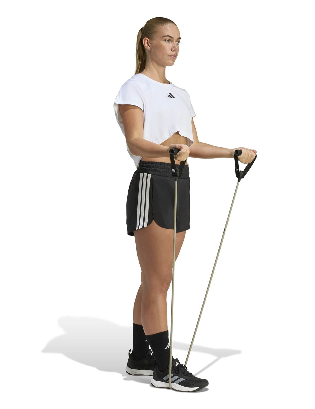 Pacer Workout Woven High Waisted Shorts - Black/White