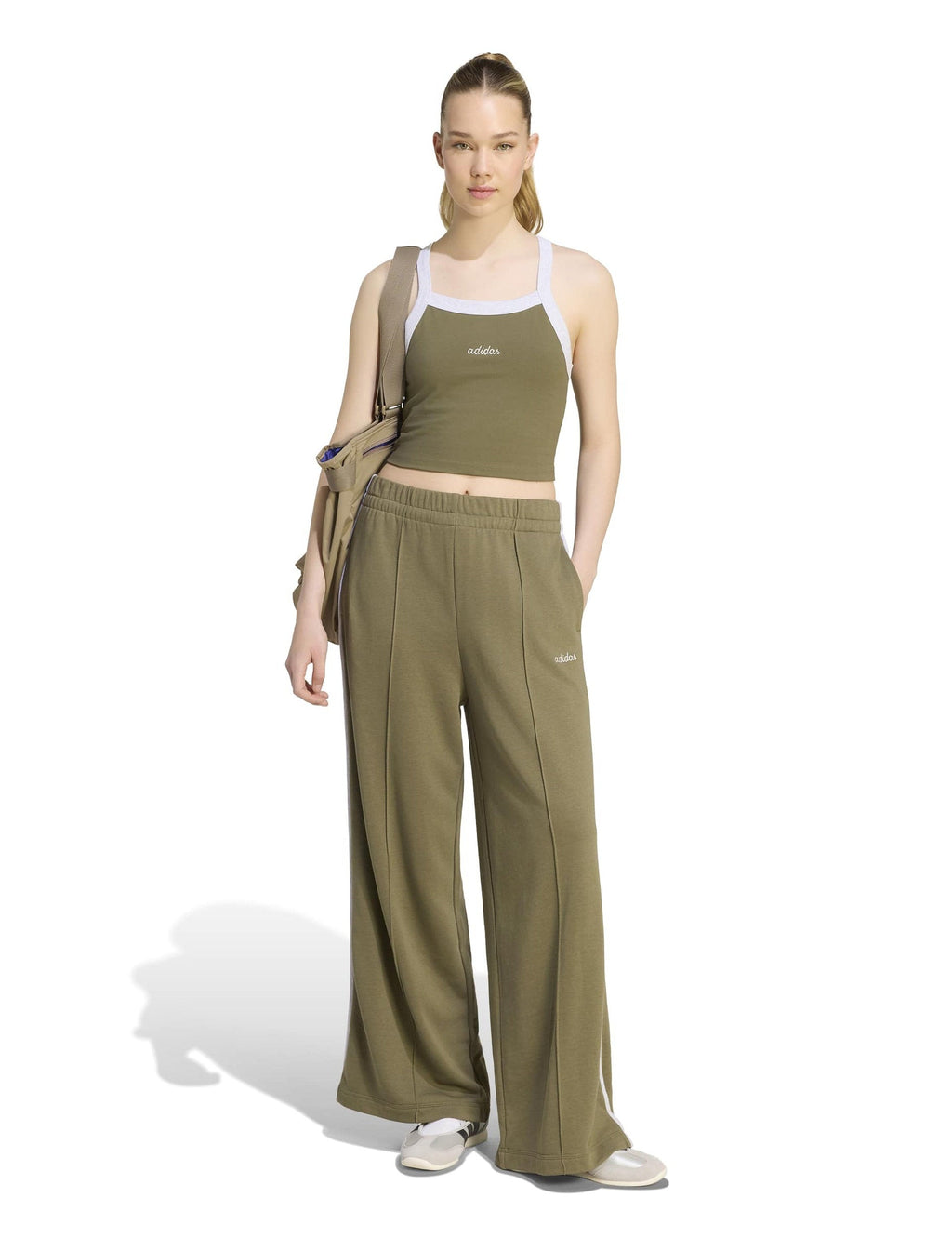 Seasonal Essentials Colorpop Joggers with Embroidered Graphic - Olive Strata/Light Solid Grey