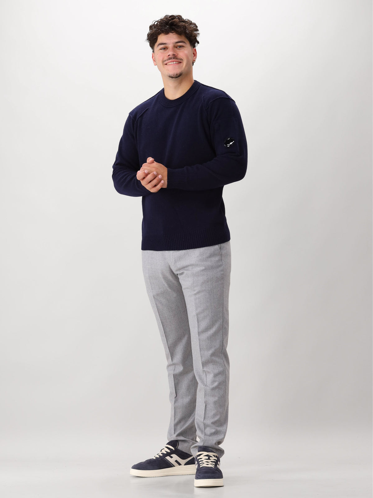 Cp Company Trui Blauw Knitwear Crewneck