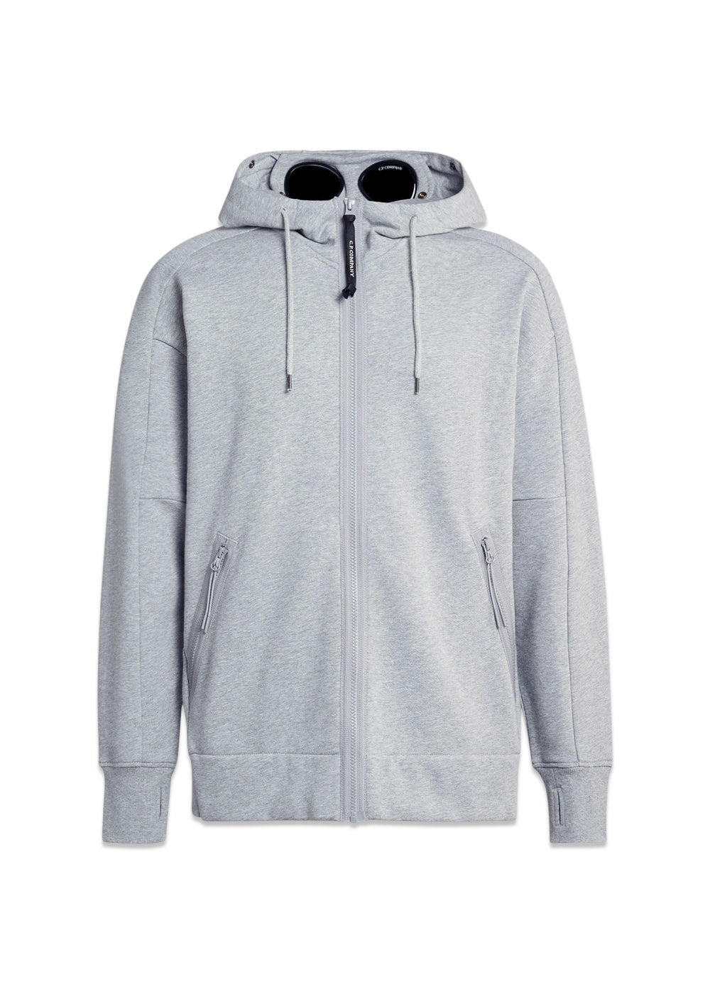 sweatshirts hooded open diagonal raised fleece - Grey Melange